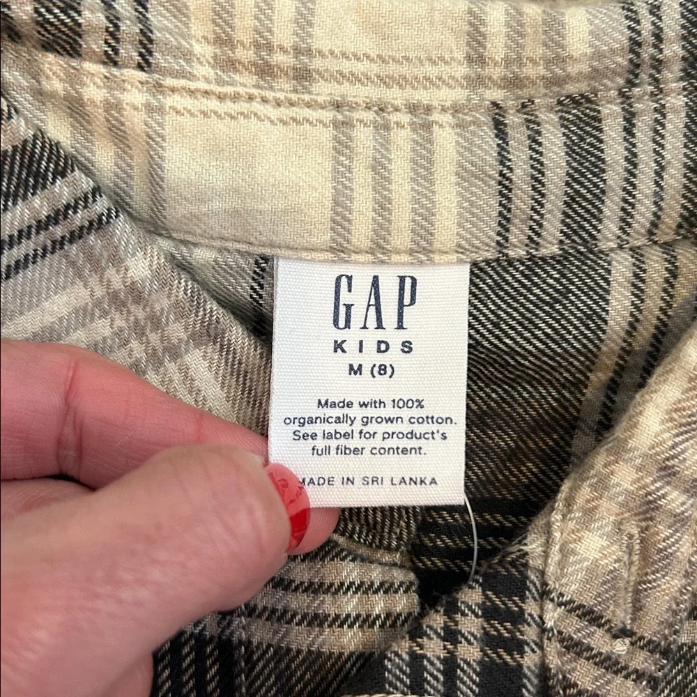 NWT GAP Brown and Beige Plaid Flannel Shirt, 8